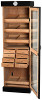 Tower Display Humidor, Black, 4 shelf 8 drawers, 22 1/2  inch W x 16 1/2 D x 72 inch H, Holds up to 3000 Cigars 